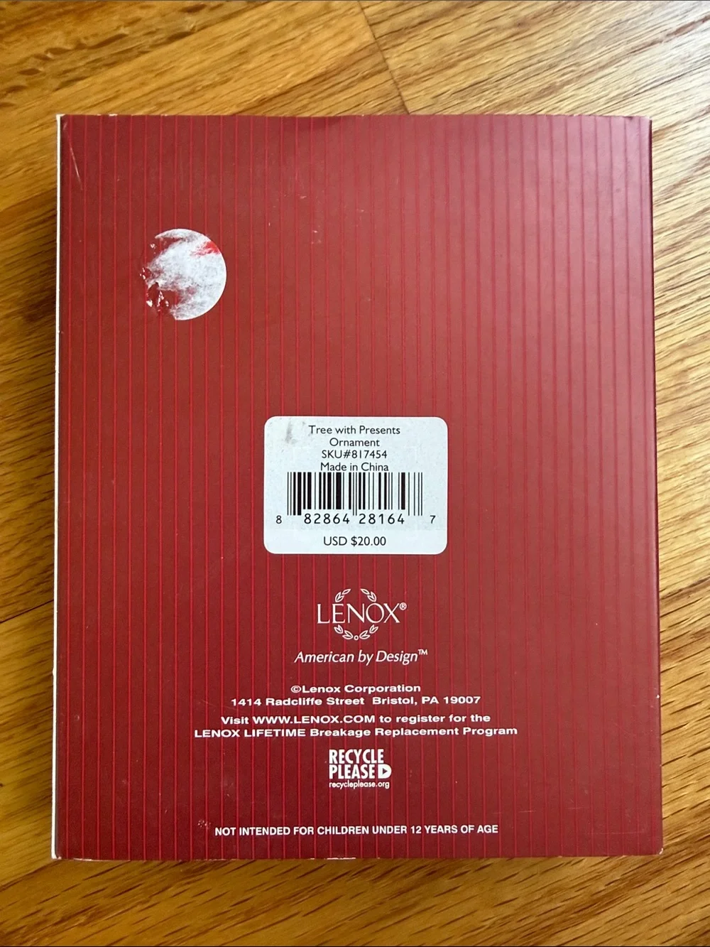 Lenox Porcelain Christmas Tree with Presents Ornament new in box